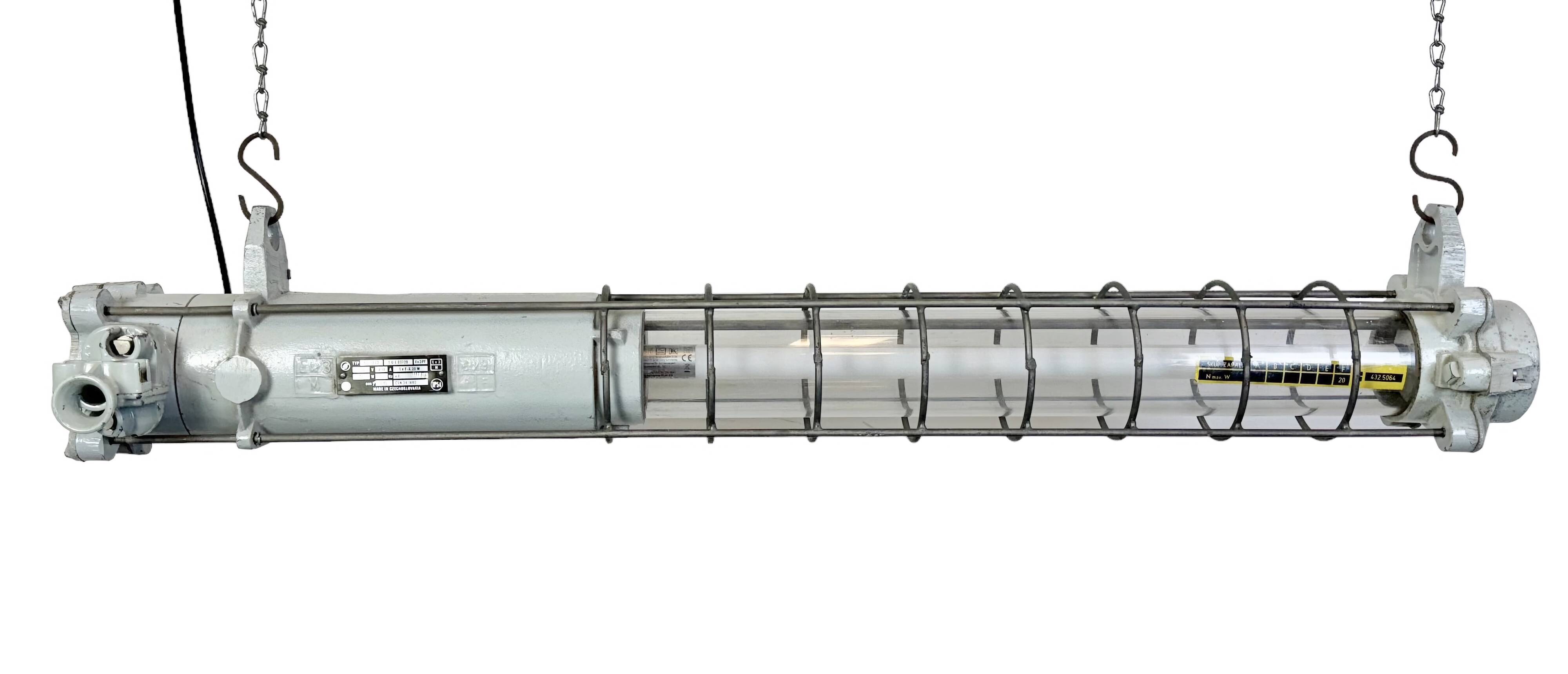 Grey Industrial Hanging Tube Light from Elektrosvit, 1980s