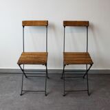 Pair of foldable bistro chairs, France, 1930