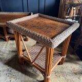 Coffee Table And Pair Of Sofa Ends From The 70s In Bamboo - 20th Century