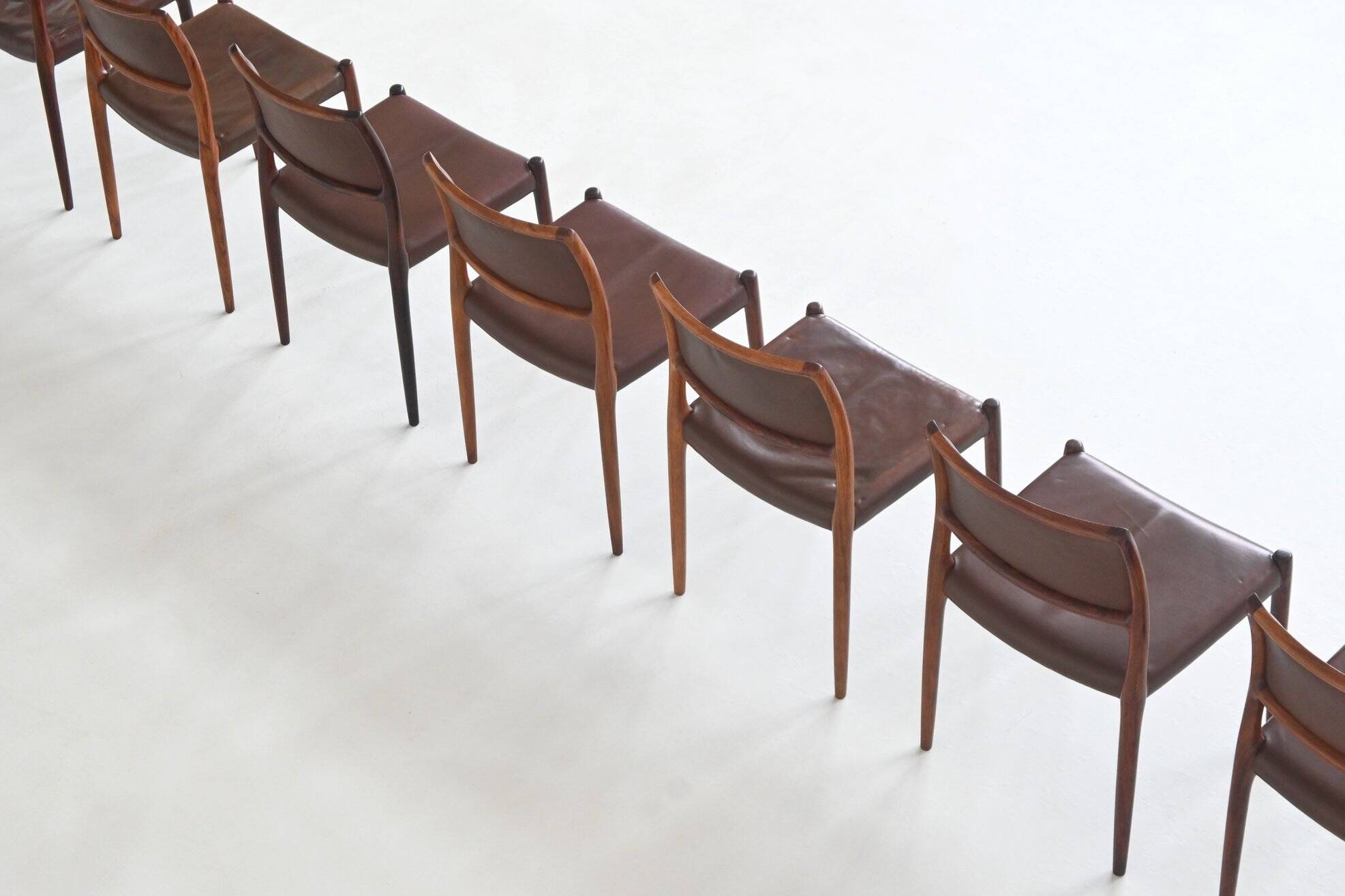 Niels Otto Moller model 80 dining chairs in rosewood Denmark 1960