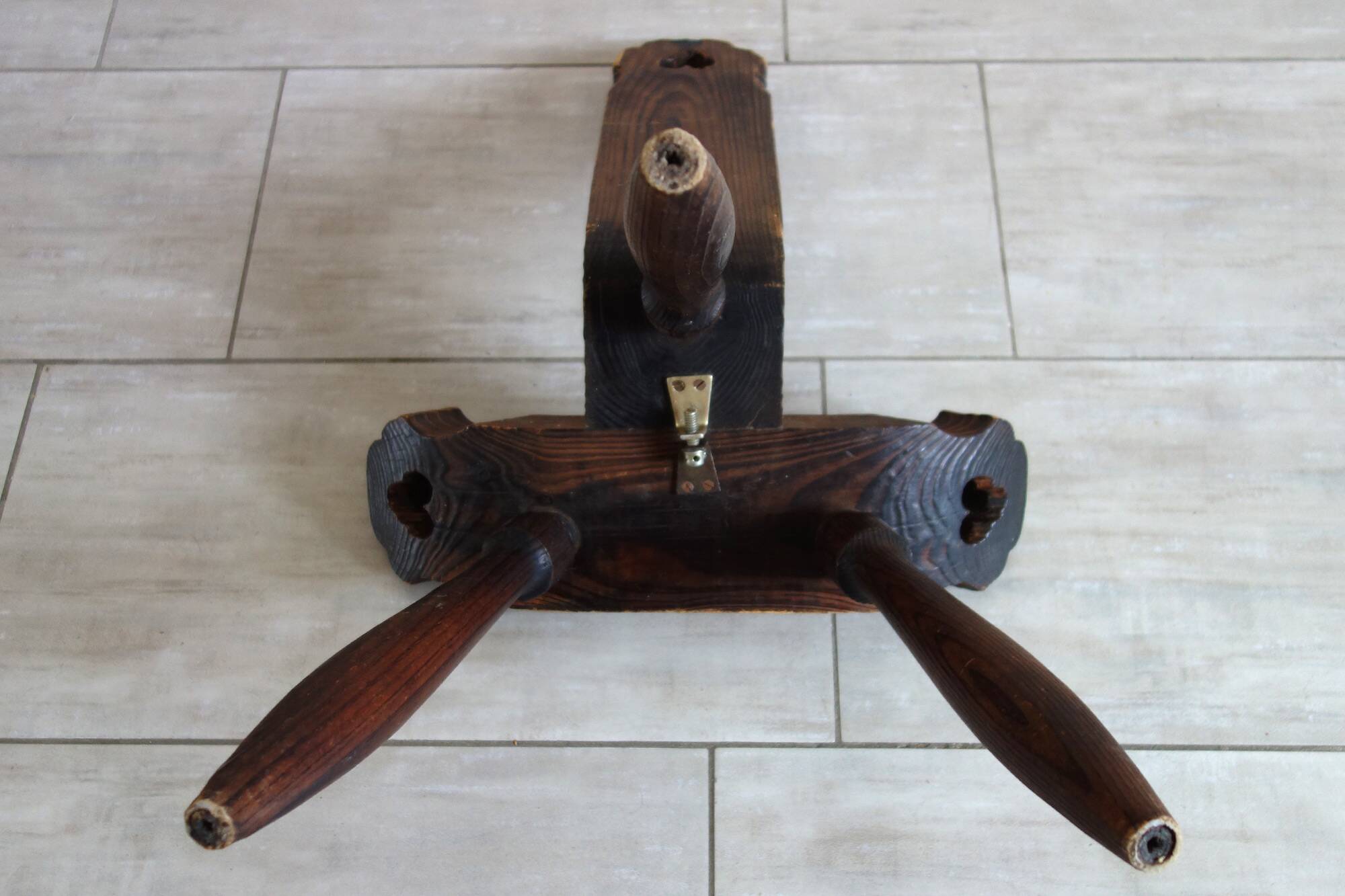 Brutalist Tripod Chair in Sculpted Wood, France
