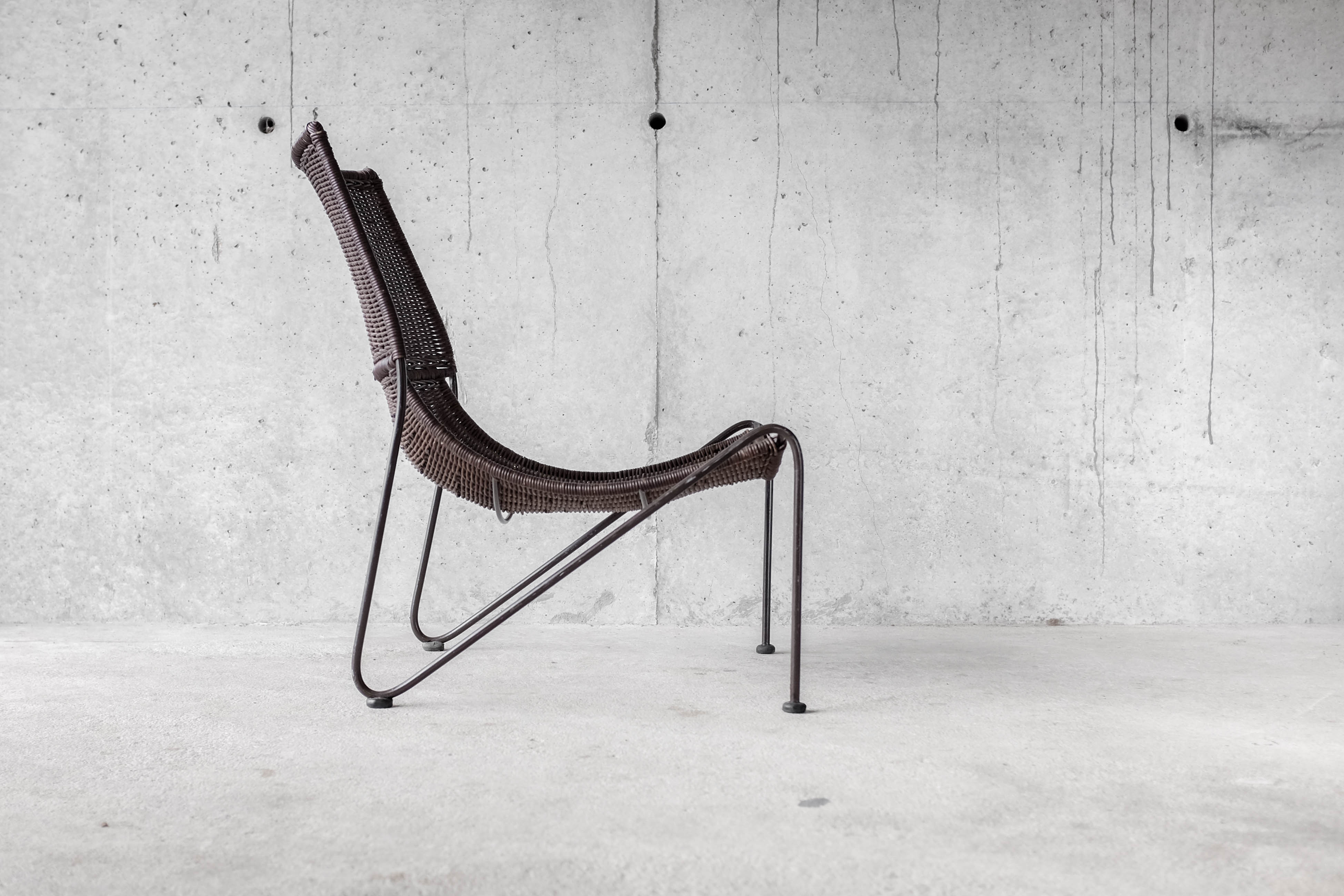 Frederick Weinberg USA rattan armchair and metal structure, 1950