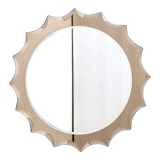 Postmodern sun shaped bronze wall mirror, italy