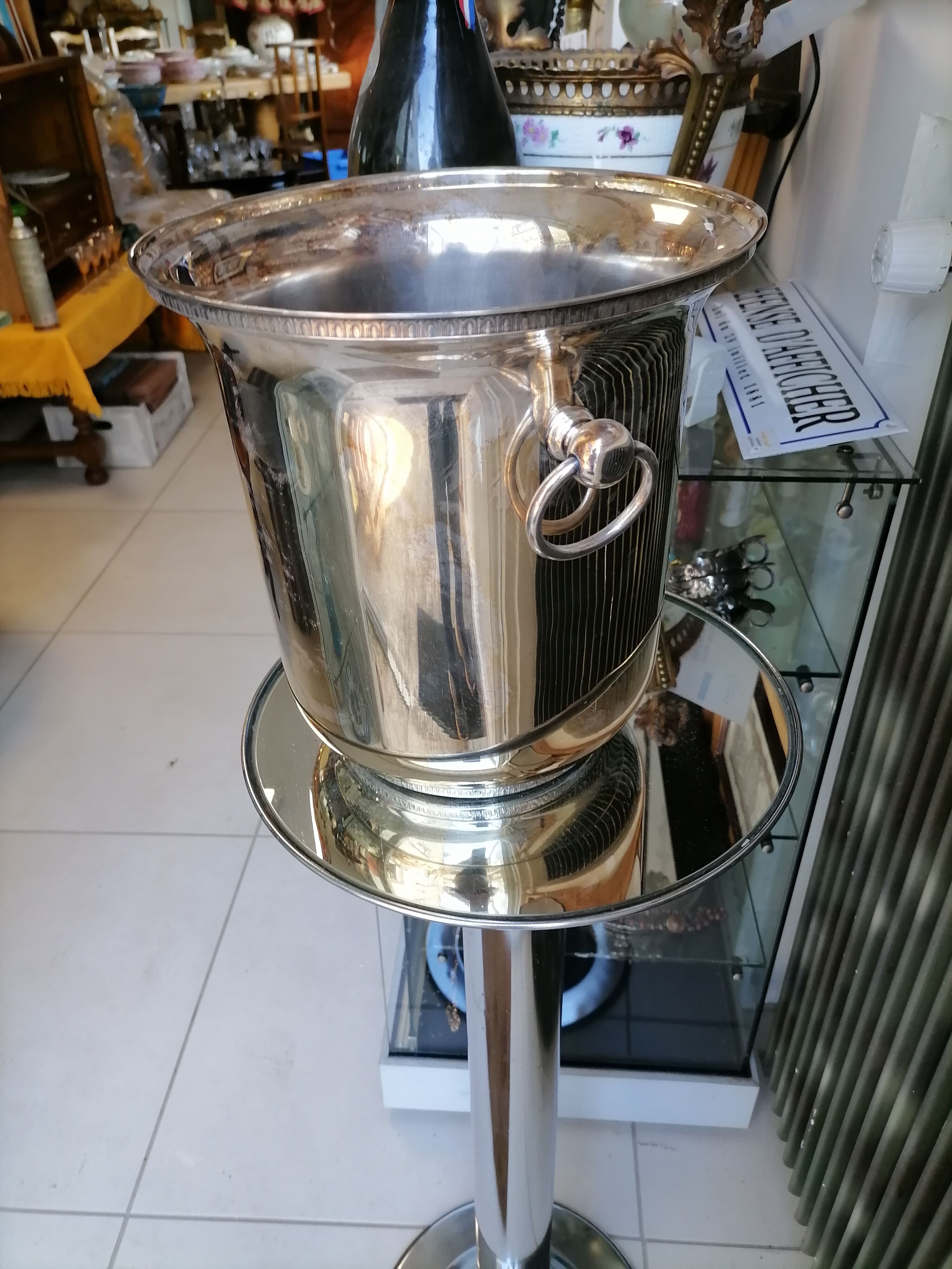 Silver metal champagne bucket