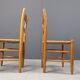 Mid century oak and wicker dining chairs, set of 4
