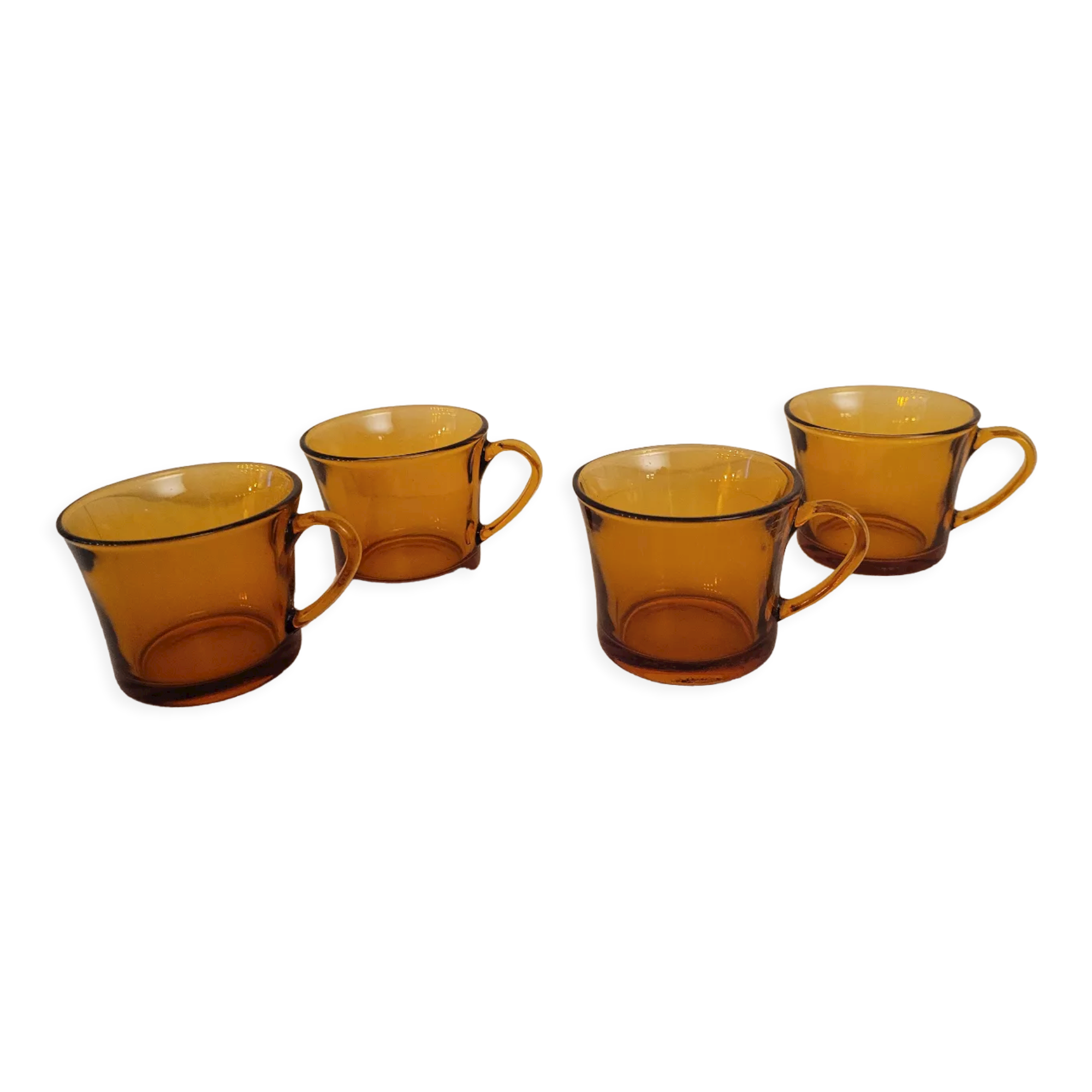 70's amber glass cups