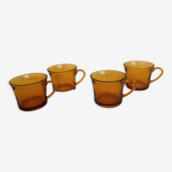 70's amber glass cups