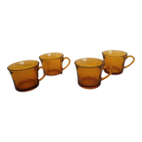 70's amber glass cups