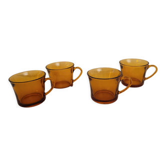 70's amber glass cups