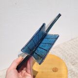 Peacock blue vase in laminated glass