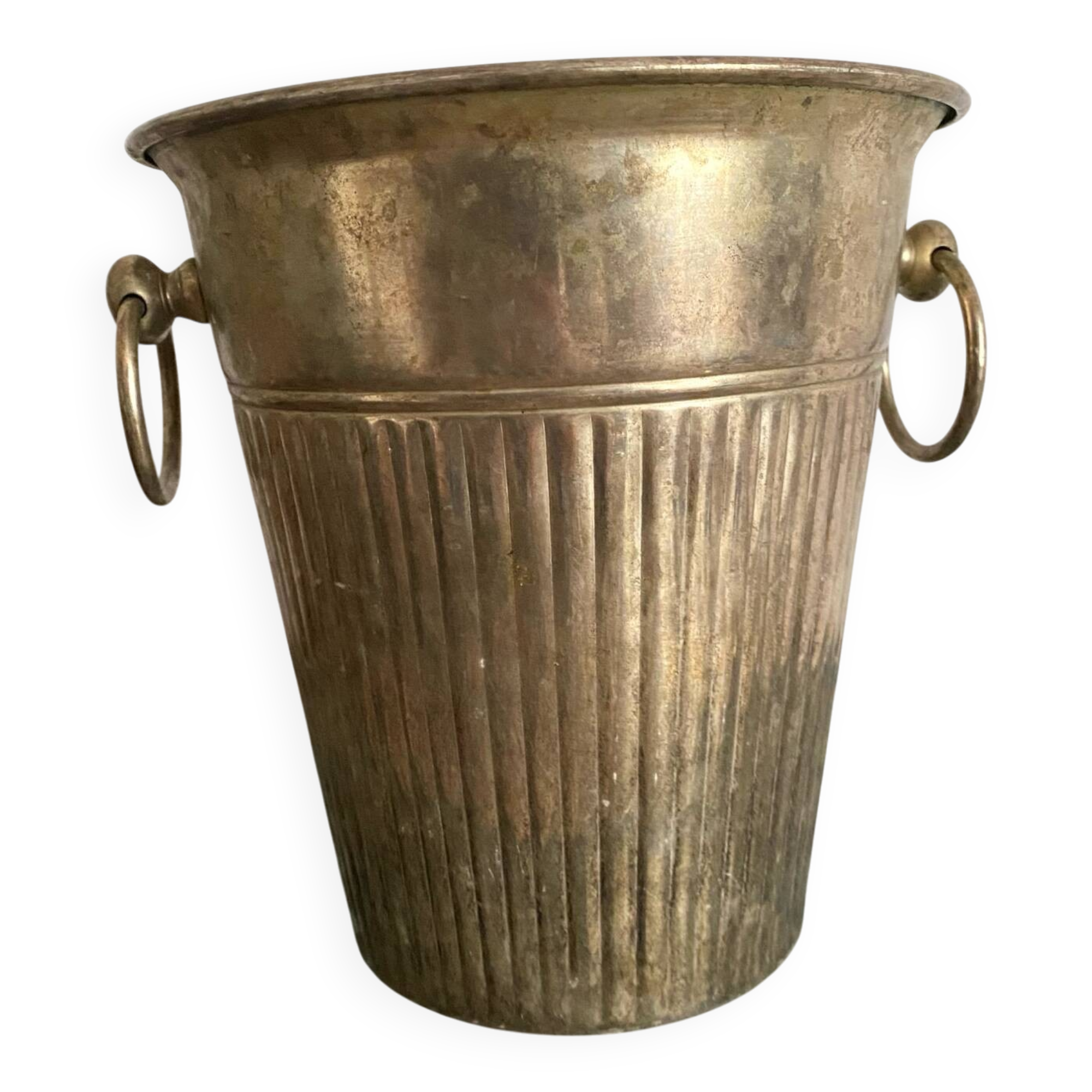 Patinated silver metal champagne bucket