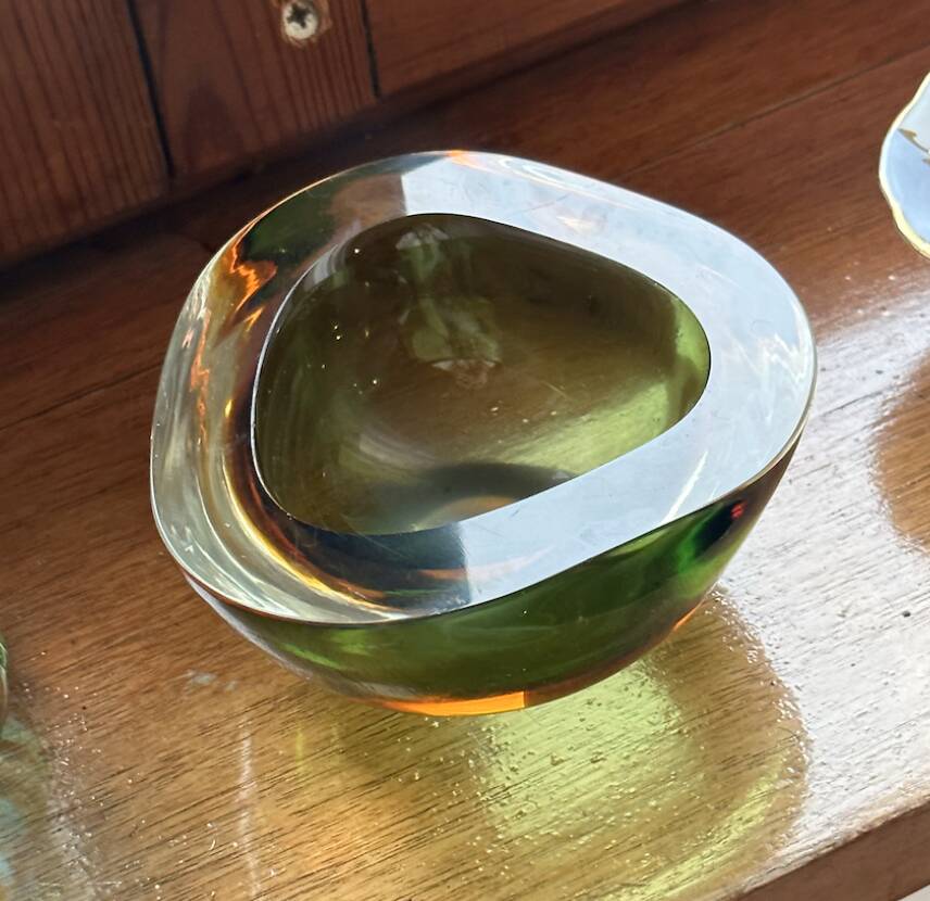 Murano Sommerso green & brown art glass