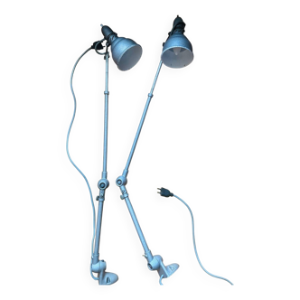 Pair of articulated industrial lamps 1950