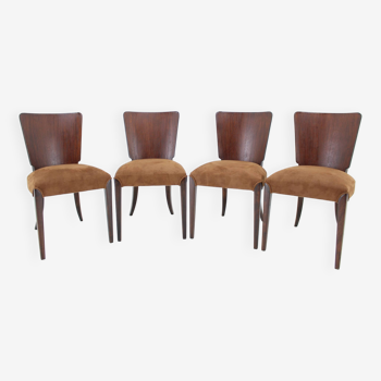 1950s  Jindrich Halabala Restored Dining Chairs H-214 for UP Závody, Set of 4