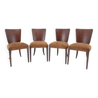 1950s  Jindrich Halabala Restored Dining Chairs H-214 for UP Závody, Set of 4