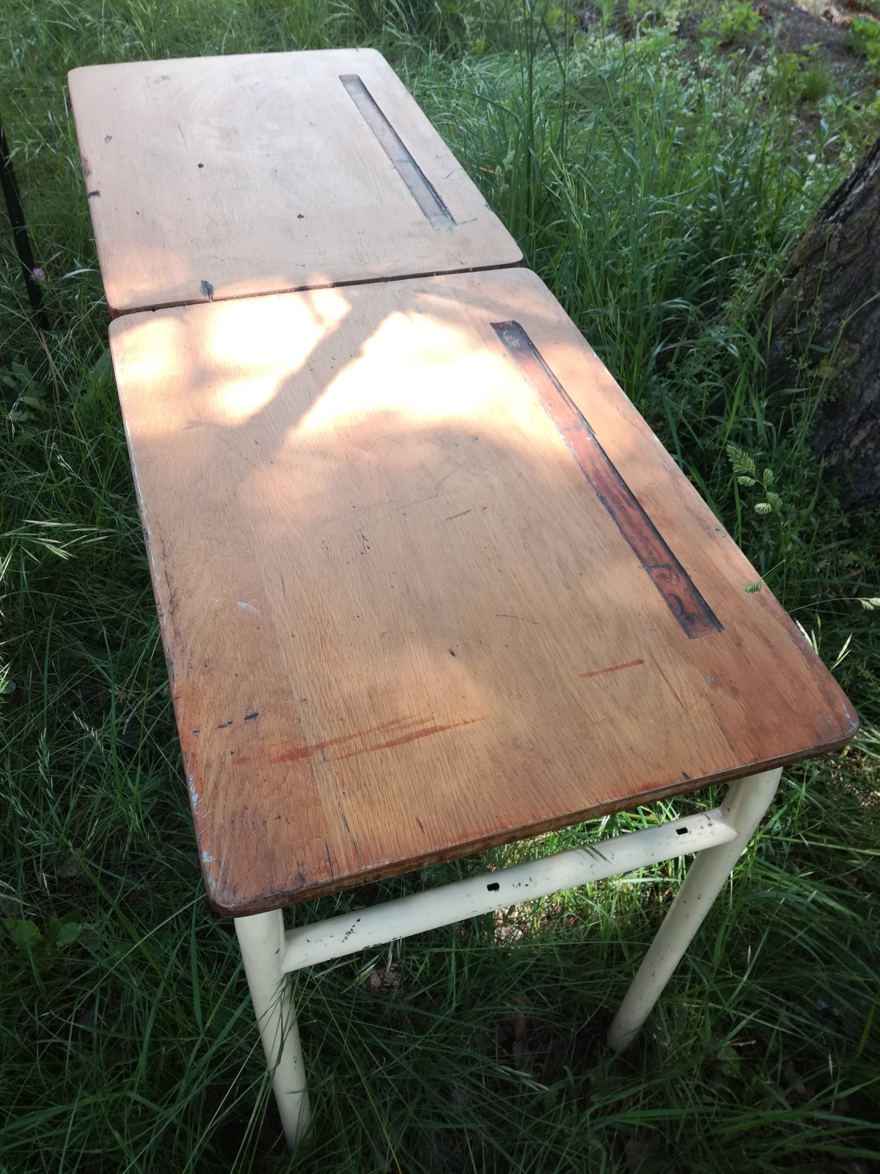 Industrial console double school desk
