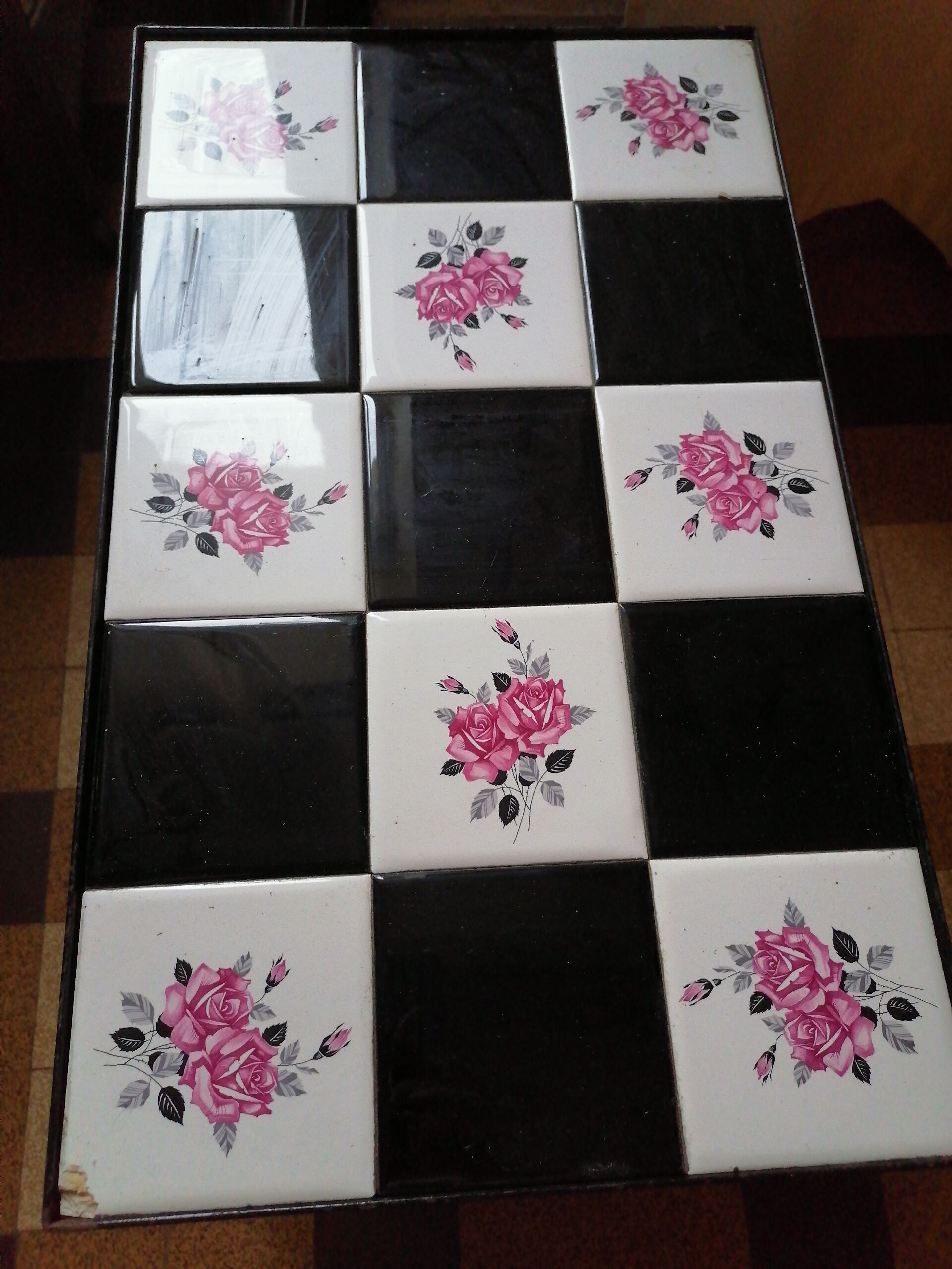 Coffee table structure iron ceramic black and white 1950/60