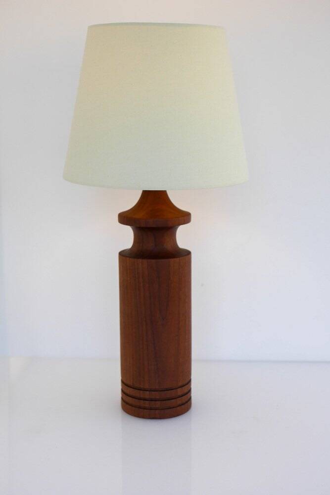 Large mid-century modern Danish teak table lamp