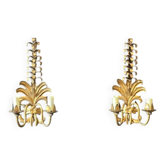 Pair of gold wall sconces