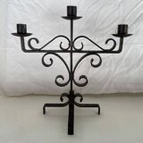 Pair of brutalist candlesticks in wrought iron