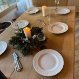 Solid wood farmhouse table with 2 extensions