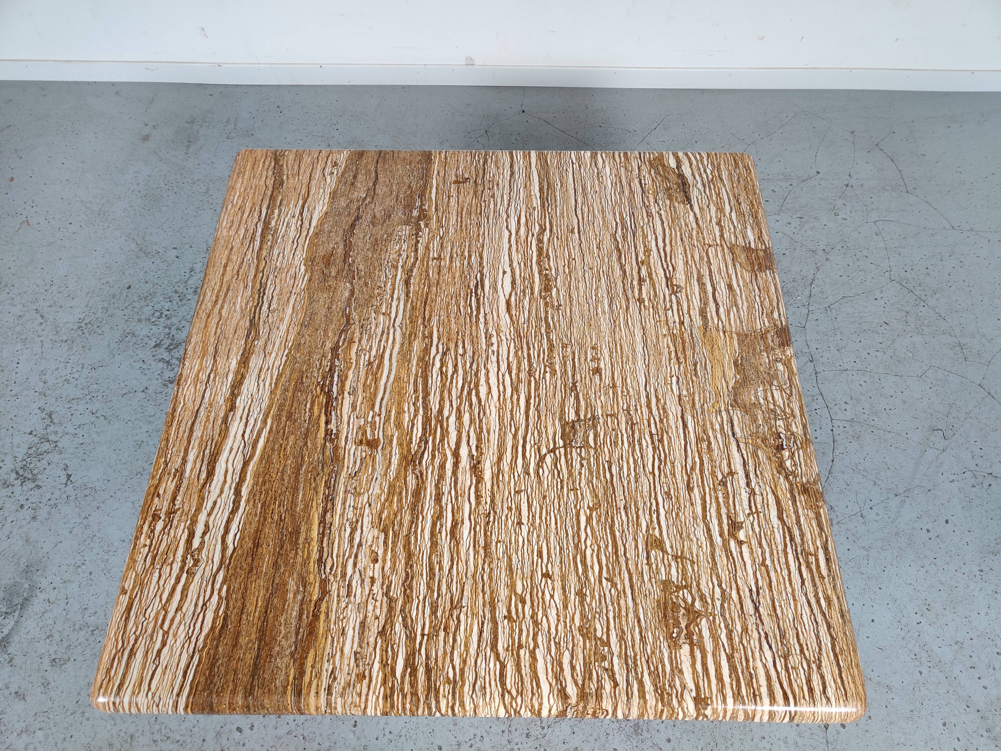 Vintage Italian travertine coffee table, 70s