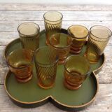 Series of 8 amber glasses