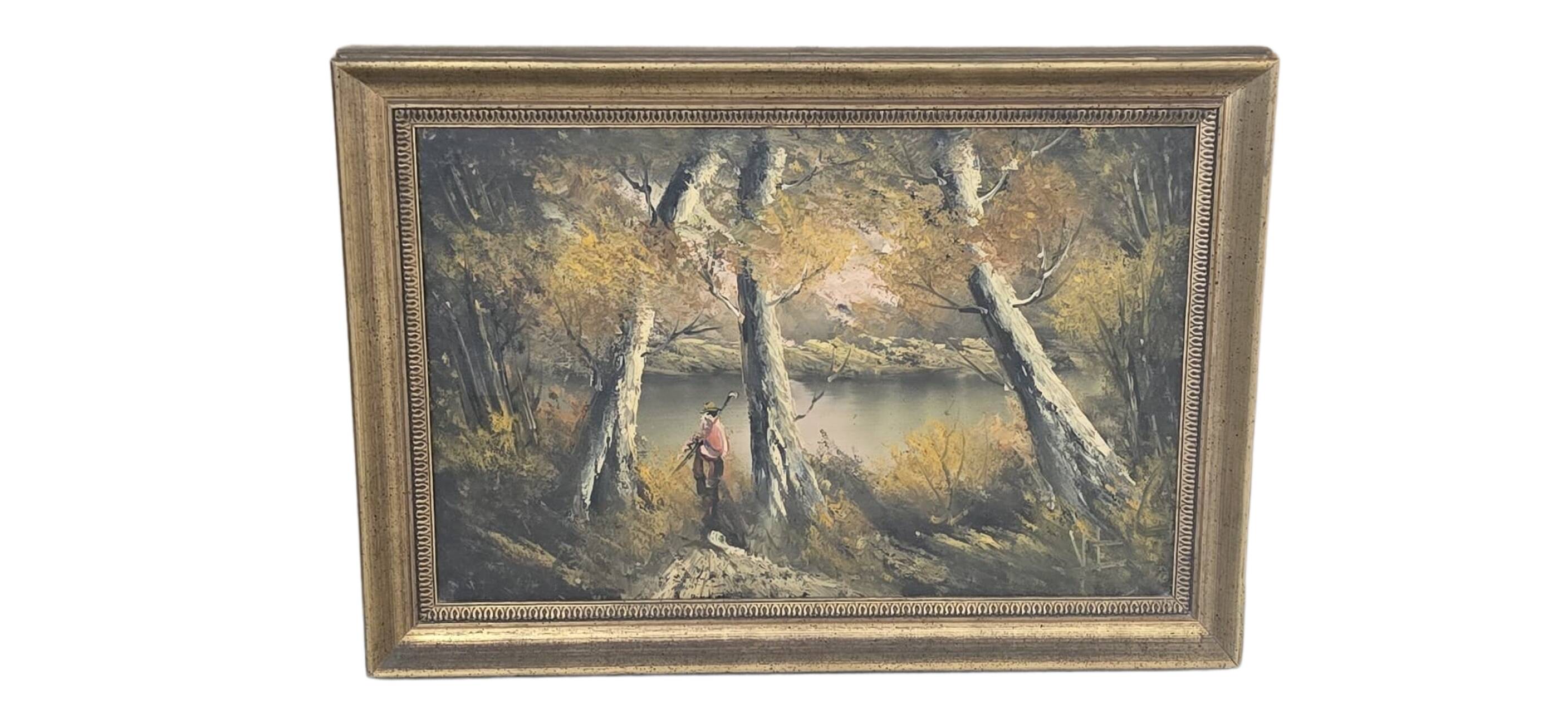 Dipinto d’atmosfera "Paesaggio Autunnale" – Vintage anni '70 con Cornice Do