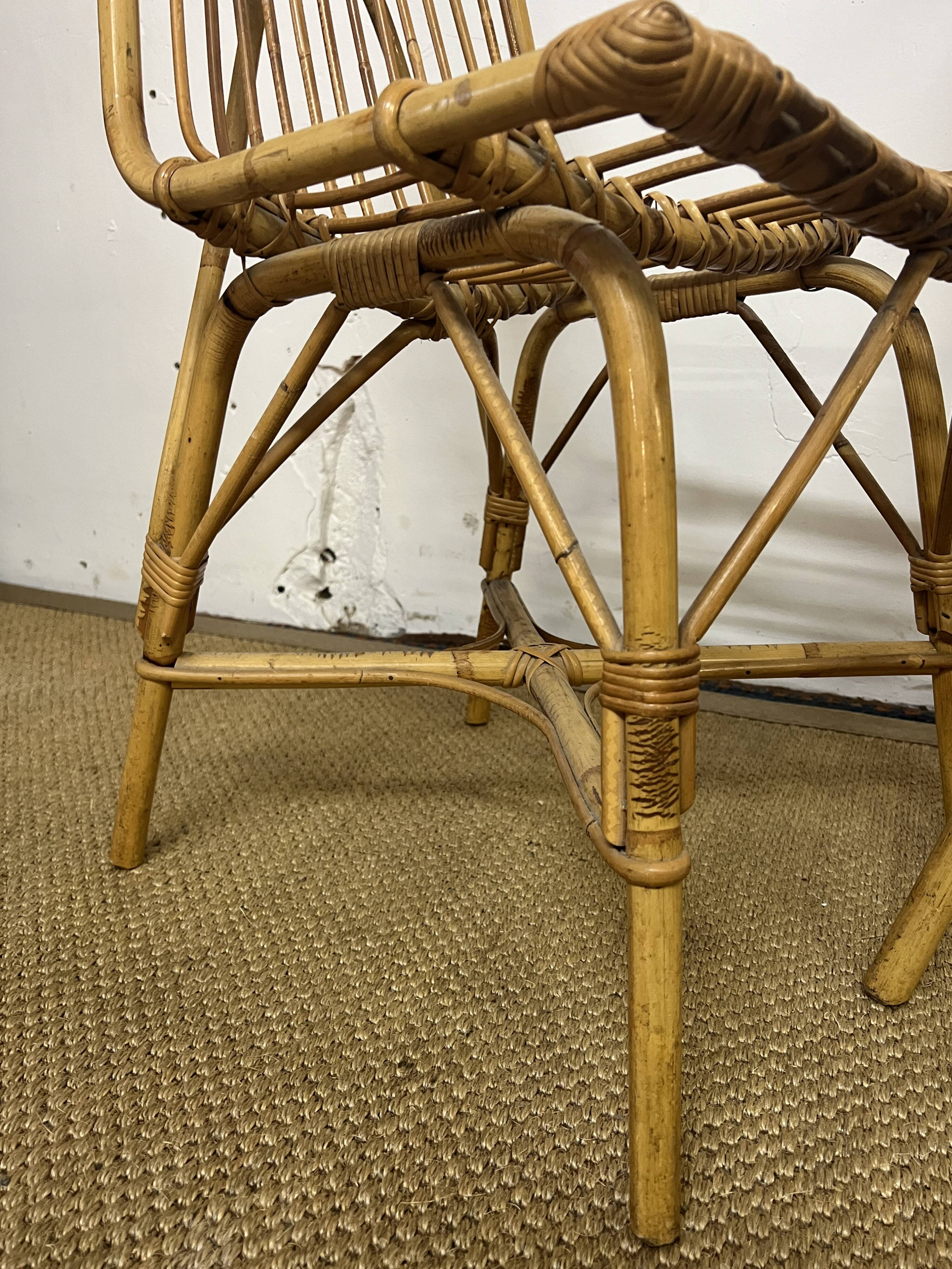 Paire de chaises en rotin & bambou