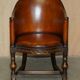 Fauteuil de bureau Édouardien 1910 en cuir et chêne sculpté