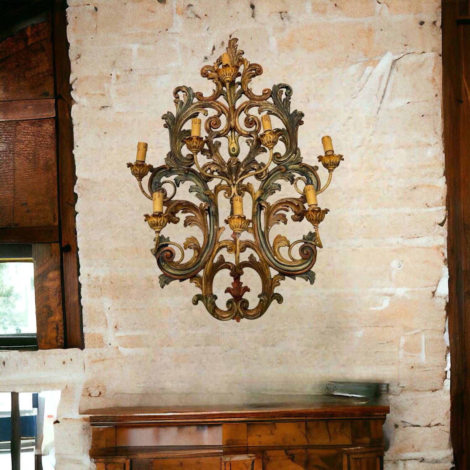Large Italian Wooden Sconces 1950’s