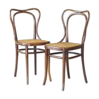 2 chaises bistrot Kohn n°55 3/4 de 1905 cannées