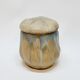 Gilbert Metenier Covered pot in beige and blue art nouveau flamed stoneware