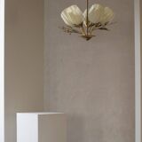 Ceiling lamp with five lights in mid-century modern style, opal glass shade, Itsu, Finland.