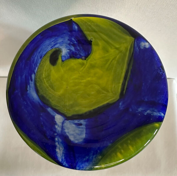 Grand vase en verre soufflé multicolore – Blanc, bleu cobalt et vert a