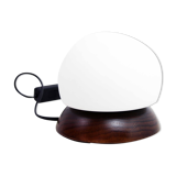 Mushroom lamp in wood and opaline glass
