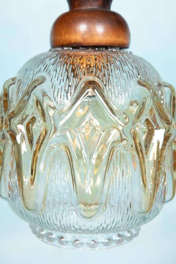 1970s brutalist glass pendant, vintage Swedish pendant.