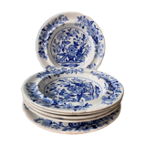 Set of 5 hollow plates and 1 flat plate John and William Ridgway, Opaque China, Dresden 1830