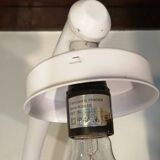 Adjustable metal floor lamp with its vintage smoked ball model from Roger Pradier 1970