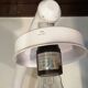 Adjustable metal floor lamp with its vintage smoked ball model from Roger Pradier 1970