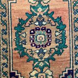 Small vintage turkish rug 90x48 cm, short runner, tribal, shabby, mini carpet