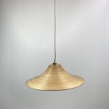 Pencil Reed Rattan Bamboo Hanging Pendant Lamps, Italy, 1970s, Set of 2