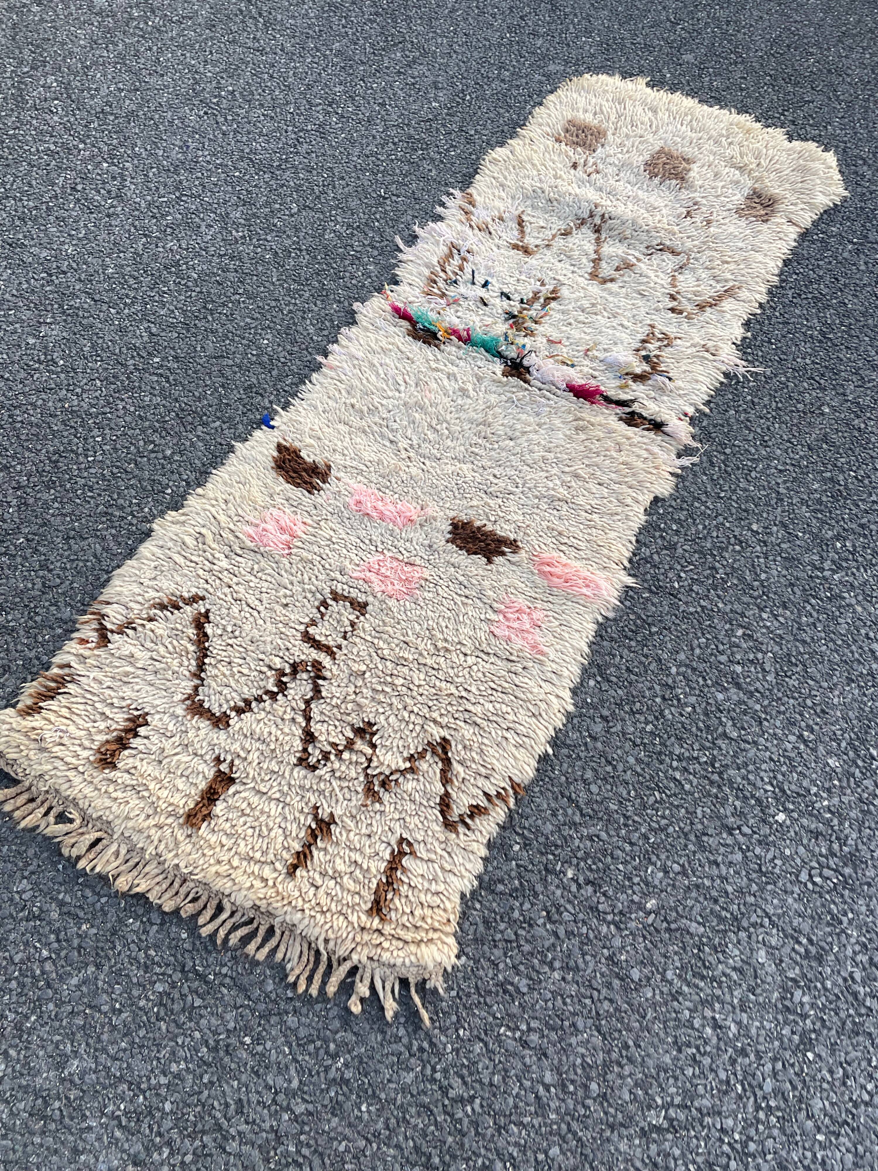 Berber carpet Azilal vintage 65x195
