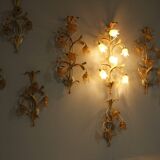 Set of 10 Wall Lights from colored hand crafted iron and Murano glass