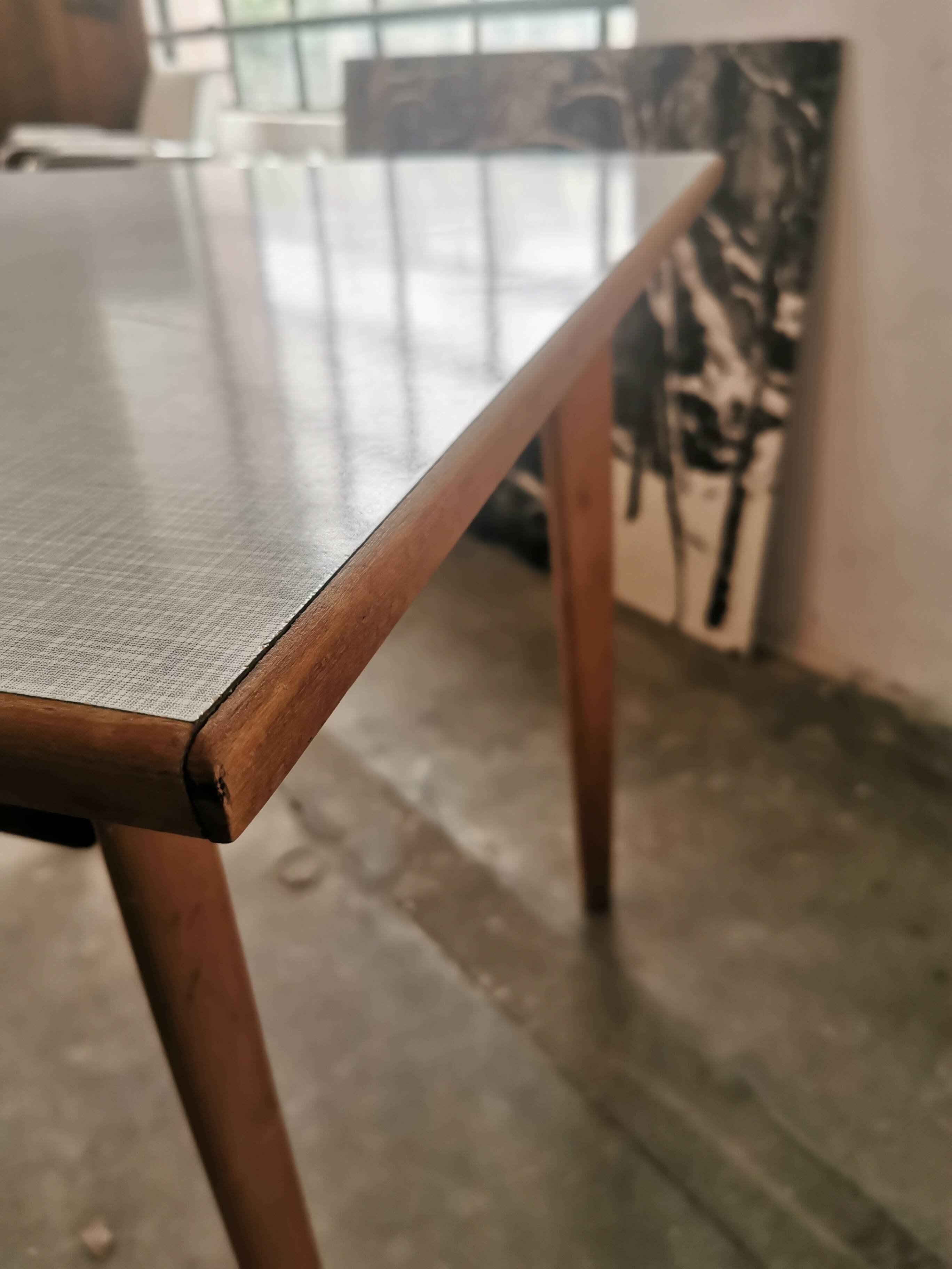 Square dining table, wood and formica, 1960s