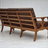1970s, Danish 3-seater sofa, green furniture wool, oak wood.