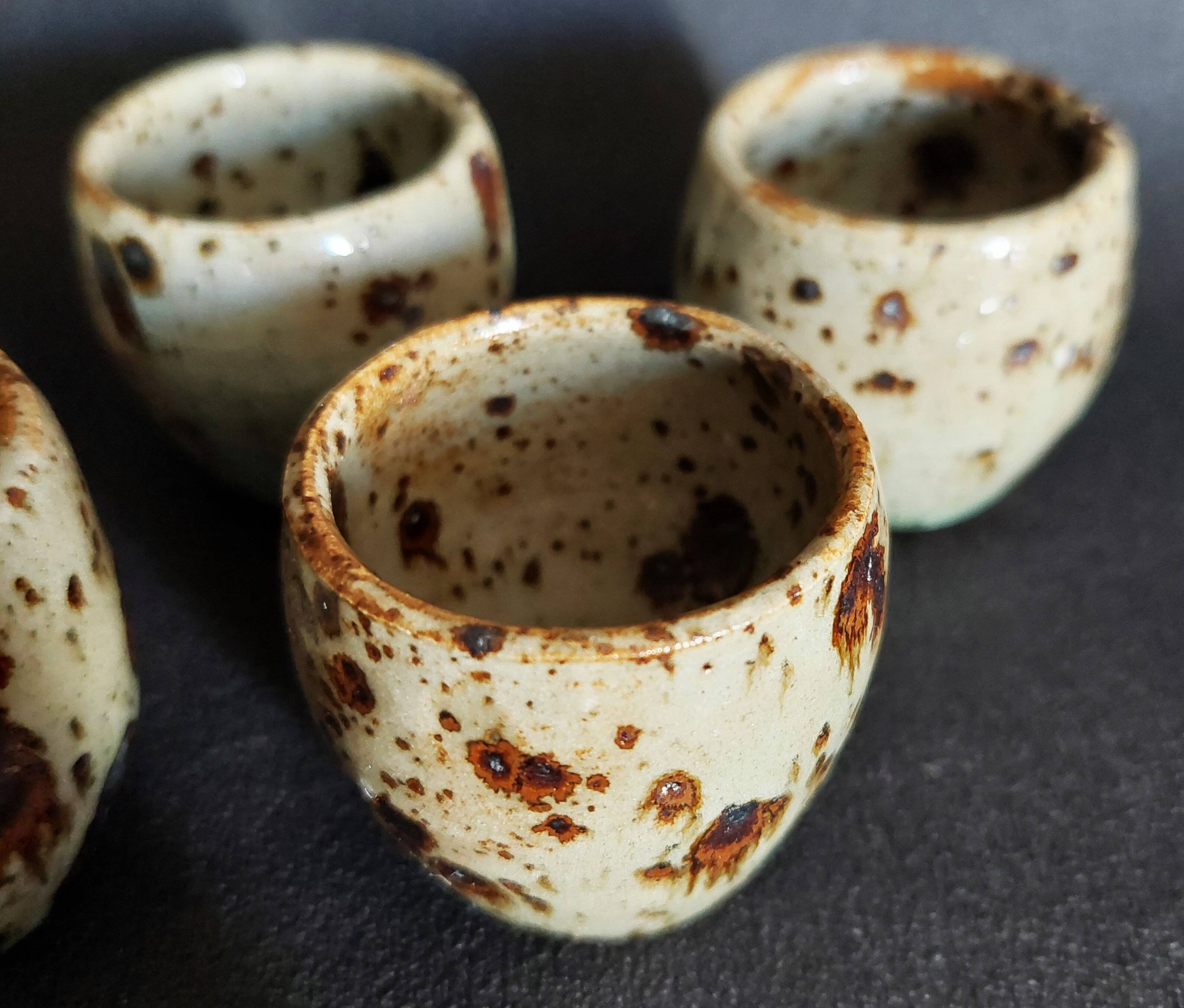 Set of 20th-century stoneware liqueur glasses