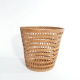 Mid-Century Modern Wicker Wastebasket