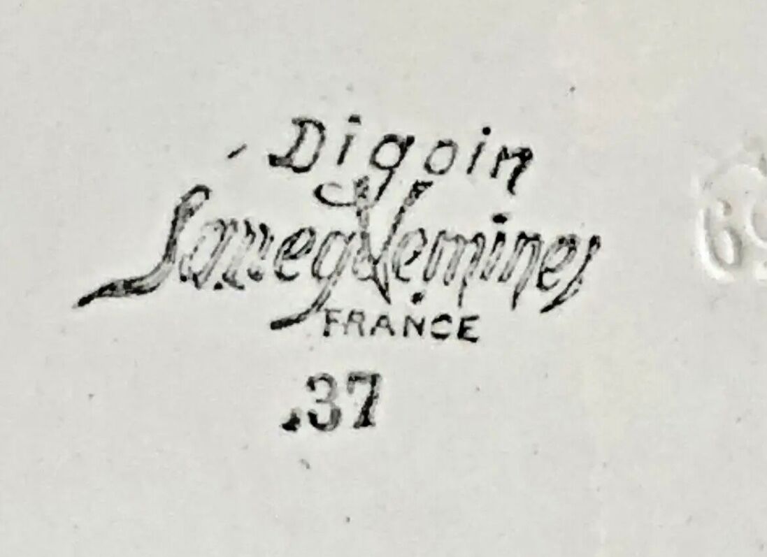 Set of 6 old Digoin Sarreguemines asparagus slushie plates