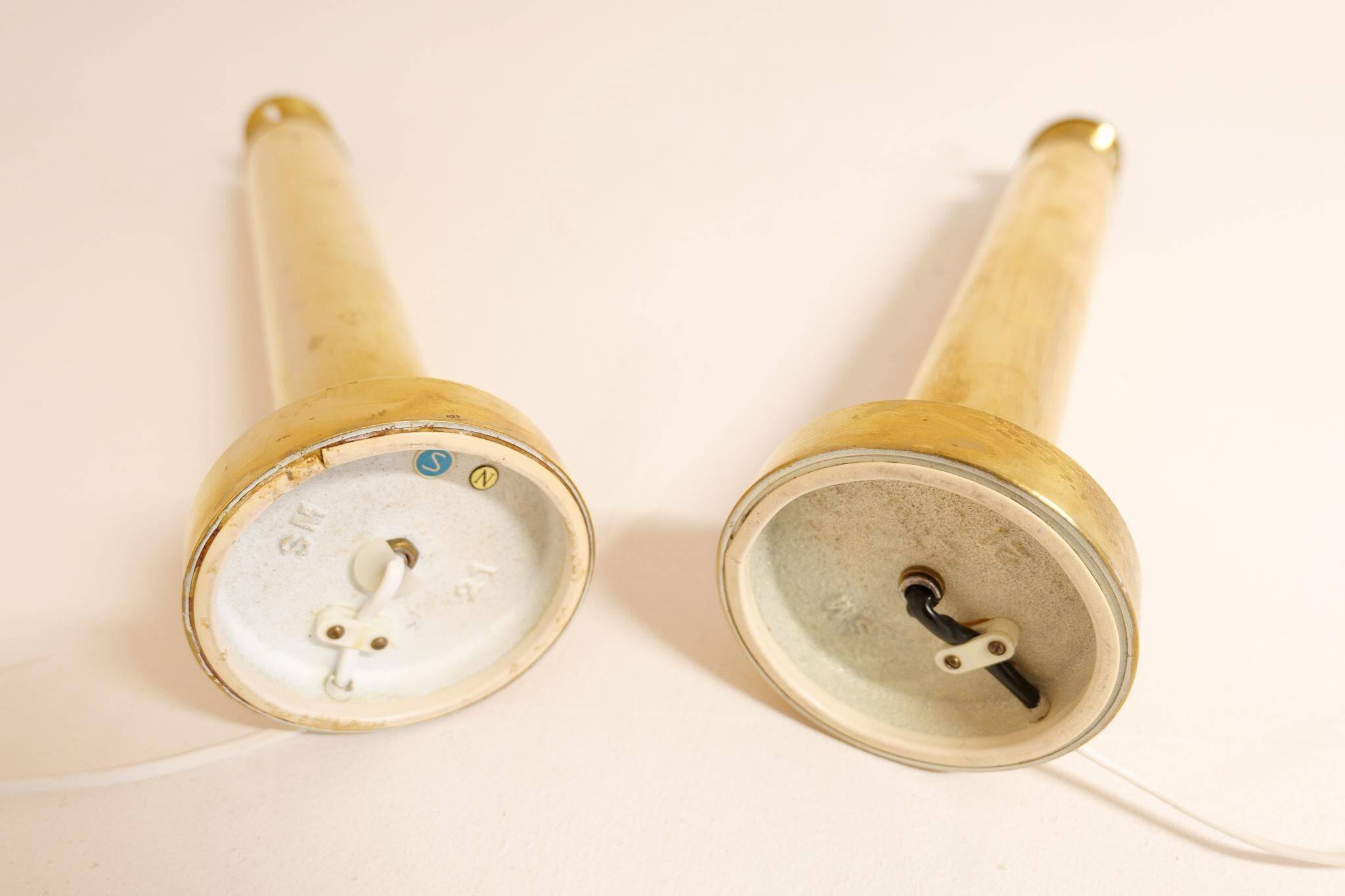 Pair of mid-century brass table lamps by Kosta Elarmatur, Sweden, 1960s.